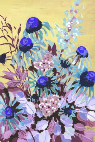 Ilustrace Echinacea Cobalt Blue, Ania Zwara,