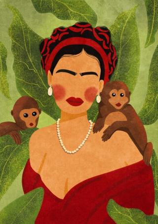 Ilustrace Frida and Monkeys, Raissa Oltmanns,