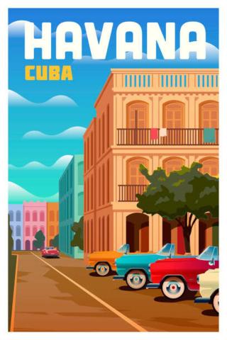 Ilustrace Havana, Cuba. Vector travel poster., Mikalai Manyshau,