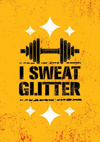 Ilustrace I Sweat Glitter. Sport Workout Grunge, subtropica,