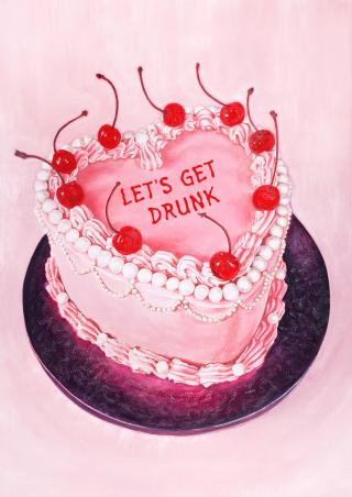 Ilustrace Let's Get Drunk / Pink Cake, Julia,