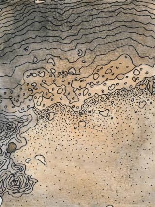 Ilustrace Line art illustration resembling topographical map, andipantz,