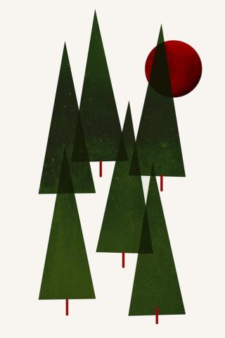 Ilustrace Little Christmas Forrest, Kubistika,