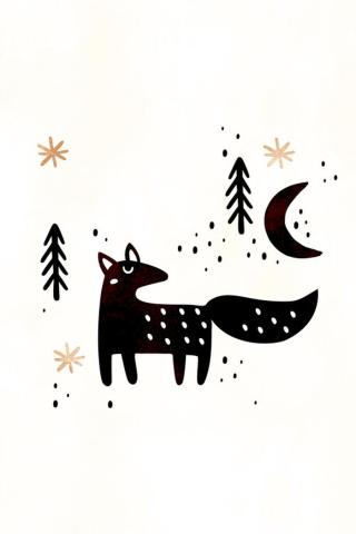 Ilustrace Little Winter Fox, Kubistika,