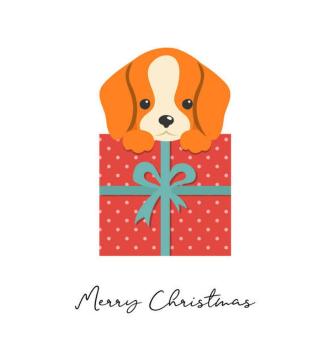 Ilustrace Merry Christmas puppy illustration, cute small, ma_rish,