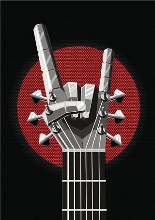 Ilustrace Rock poster with a metal hand, ne2pi,