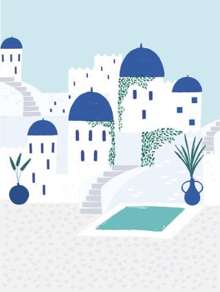 Ilustrace Santorini, Aislinn Simmonds,