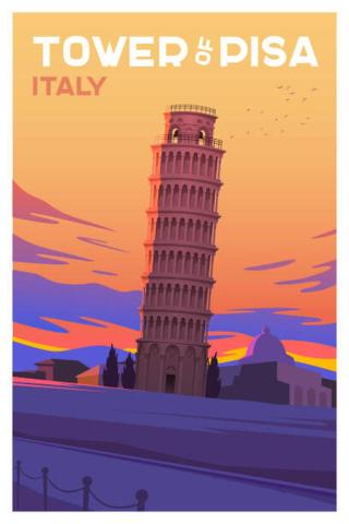 Ilustrace The tower of Pisa. Time to travel., Mikalai Manyshau,