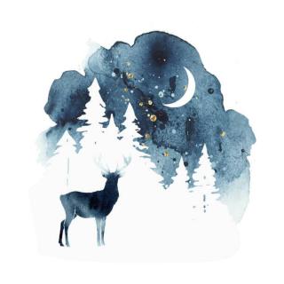 Ilustrace Vector silhouette of reindeer. Watercolor winter, GC402,