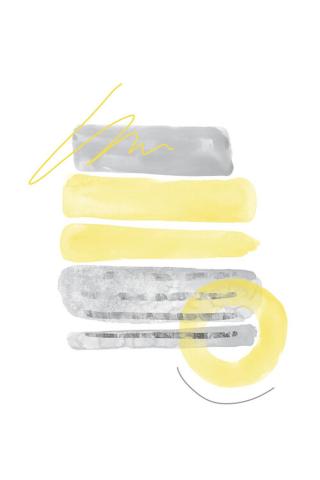 Ilustrace Watercolor Shapes No. 1 | Illuminating Yellow & Ultimate Grey, Melanie Viola,