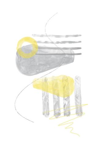 Ilustrace Watercolor Shapes No. 3 | Illuminating Yellow & Ultimate Grey, Melanie Viola,