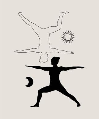 Ilustrace Woman doing yoga abstract poster. Monochrome, Alina Beketova,