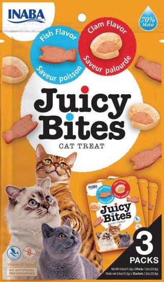 INABA Cat Juicy Bites - s rybami a mušlemi 3 x 11,3 g