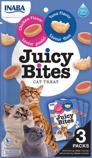 INABA Cat Juicy Bites - s tuňákem a kuřecím masem 3 x 11,3 g