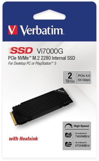 Interní disk SSD Verbatim interní NVMe, 2000GB, GB, Vi7000G M.2, 49368, 7400 MB/s-R, 6700 MB/s-W