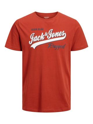 Jack&Jones PLUS Pánské triko JJELOGO Regular Fit 12243611 Cinnabar XXL