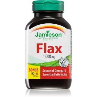 Jamieson Flax Omega-3 1000 mg lněný olej měkké tobolky pro udržení normální hladiny cholesterolu 200 ks