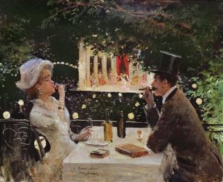 Jean Beraud - Obrazová reprodukce Dinner at Les Ambassadeurs, c.1882,