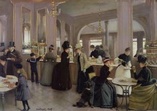 Jean Beraud - Obrazová reprodukce La Patisserie Gloppe, Champs Elysees, Paris, 1889,