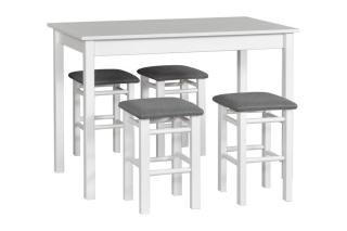 Jídelní set - stůl Max 2 + 4x stolička T1 Potahová látka - židle: Tkanina 9B, Barva desky: Bílá, Barva podstavy: Bílá