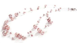 JwL Luxury Pearls Náhrdelník z levitujících pravých růžových perel JL0826