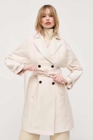 Kabát Morgan dámský, béžová barva, přechodný, dvouřadový