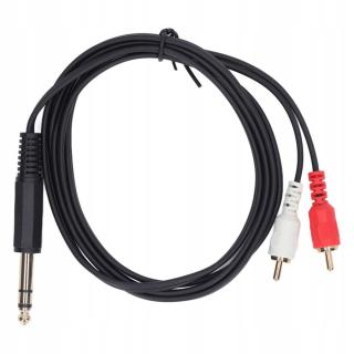 Kabel 6.35mm na 2RCA 1.5m Stereo 6.35mm samec na