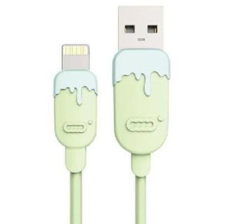 Kabel Lightning na USB, gumový 1m, CC, zelená/modrá