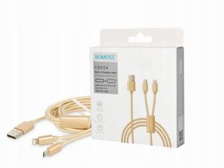 Kabel Romoss 2v1 Iphone Micro Usb zlatý