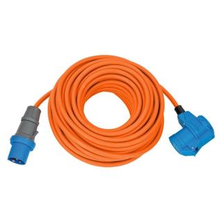 Kabel s CEE + Schuko zásuvkou a CEE zástrčkou, barva oranžová, různé