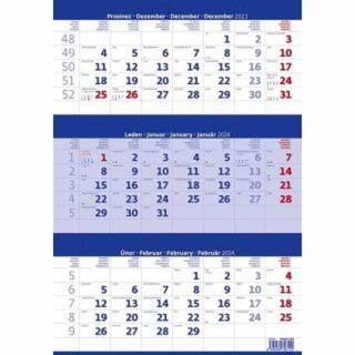 Kalendář nástěnný 2024 - Tříměsíční modrý