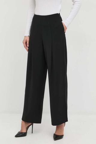 Kalhoty Armani Exchange dámské, černá barva, široké, high waist