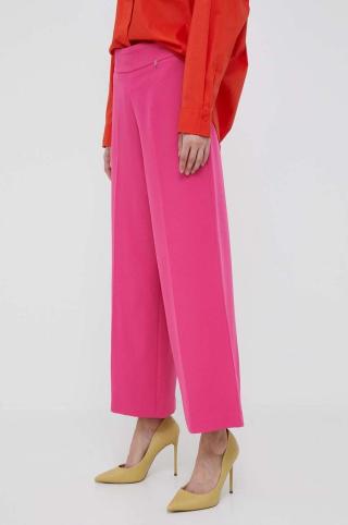 Kalhoty Artigli dámské, růžová barva, široké, high waist