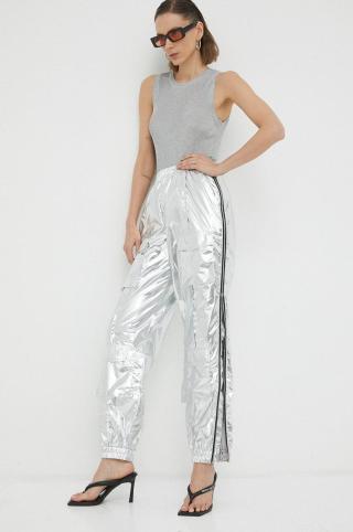 Kalhoty Gestuz dámské, stříbrná barva, high waist
