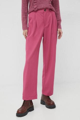 Kalhoty Pepe Jeans Colette dámské, růžová barva, jednoduché, high waist