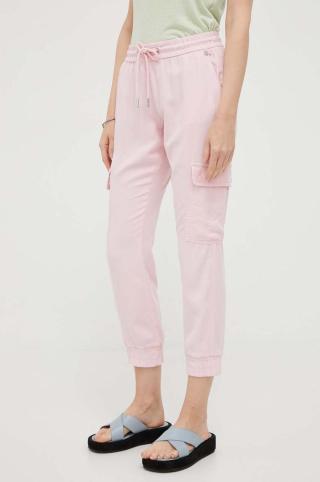 Kalhoty Rich & Royal dámské, růžová barva, kapsáče, medium waist
