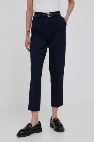 Kalhoty Sisley dámské, tmavomodrá barva, fason cargo, high waist