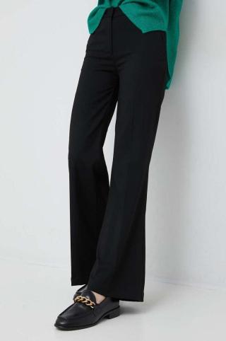 Kalhoty United Colors of Benetton dámské, černá barva, zvony, medium waist