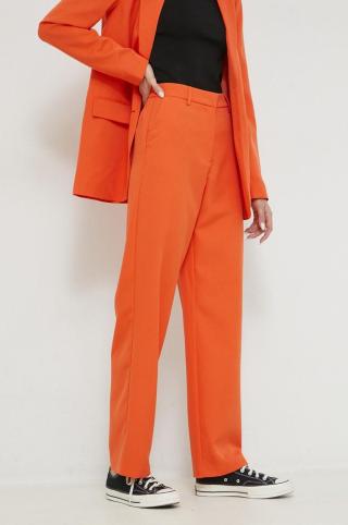 Kalhoty Vila VIKAMMAS dámské, oranžová barva, jednoduché, high waist