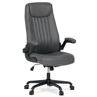 Kancelářská židle, šedá koženka, kov černá