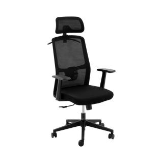 Kancelářská židle - síťované opěradlo - opěrka hlavy - sedák 50 x 50,5 cm - do 150 kg - černá / modrá / šedá