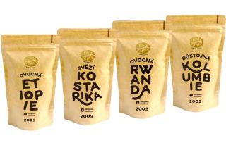 Káva Zlaté Zrnko - Poznej 4 kávy na ovocné espresso 800g  MLETÁ: Mletí na moku, filtr, aeropress, frenchpress (h