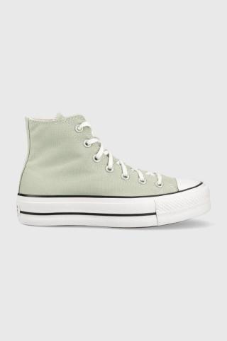 Kecky Converse Chuck Taylor All Star Lift HI dámské, zelená barva, A03541C