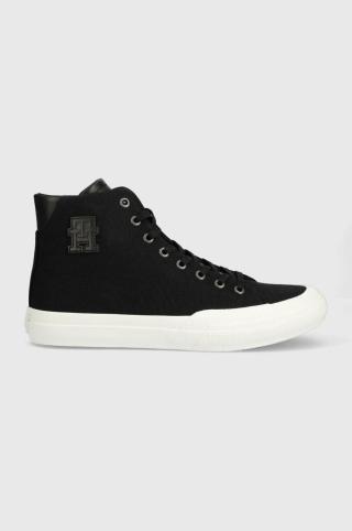 Kecky Tommy Hilfiger TH HI VULC PREMIUM BANANATEX pánské, černá barva, FM0FM04572