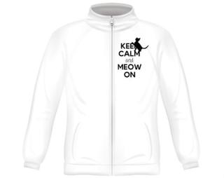 Keep calm and meow on Pánská mikina zip FRUIT