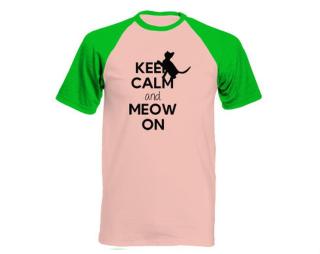 Keep calm and meow on Pánské tričko Baseball