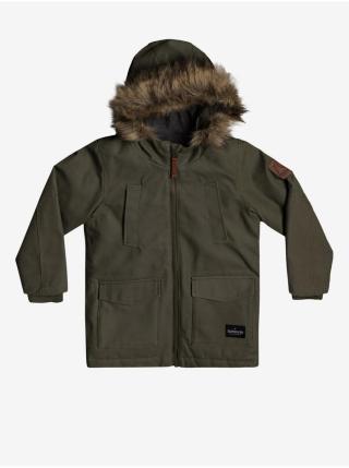 Khaki klučičí parka s kapucí a umělým kožíškem Quiksilver Storm Drop