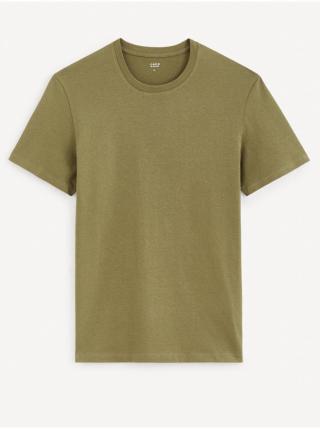 Khaki pánské basic tričko Celio Tebase