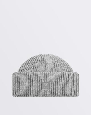 Knowledge Cotton Low Wool Rib Beanie 1012 Grey Melange