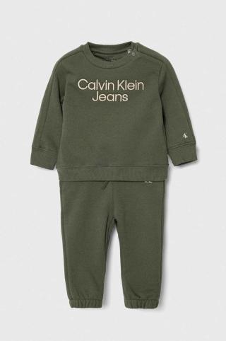 Kojenecká tepláková souprava Calvin Klein Jeans zelená barva